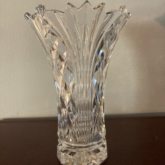 Crystal Cut Lead 9" Vase -Heavy - Picture 1 of 5